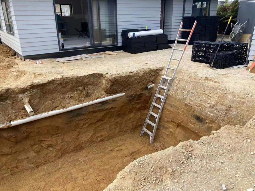 Backyard rainwater infiltration system designed for residential areas in Australia and New Zealand