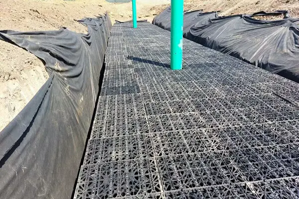 Finished underground stormwater tank system ready for backfill