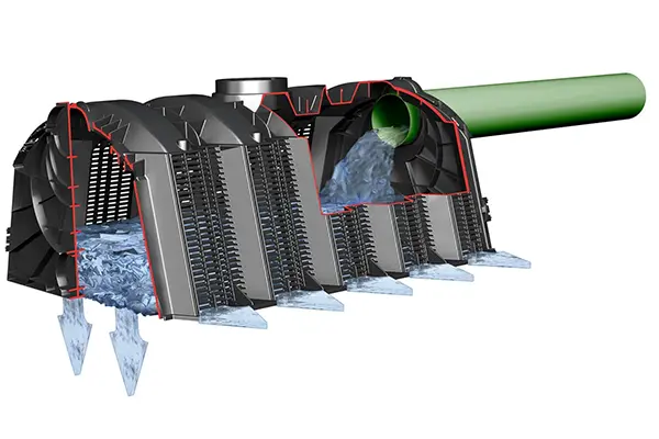 Open-bottom plastic leaching chambers for septic drain fields and linear drainage