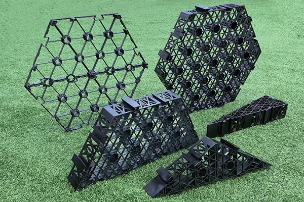 12-point clip-lock connectors ensuring shear continuity and structural stability for honeycomb rafts