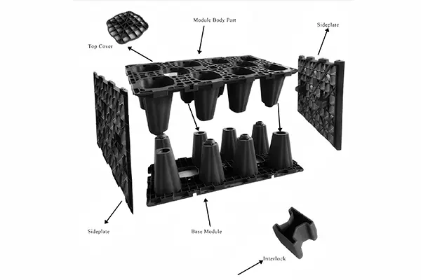 Heavy-duty modular geocellular tanks for deep underground stormwater detention