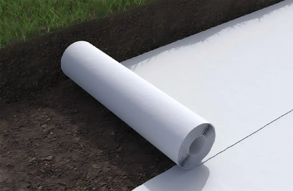 Nonwoven and woven geotextile fabric rolls for ground stabilization, filtration, and drainage in civil engineering projects