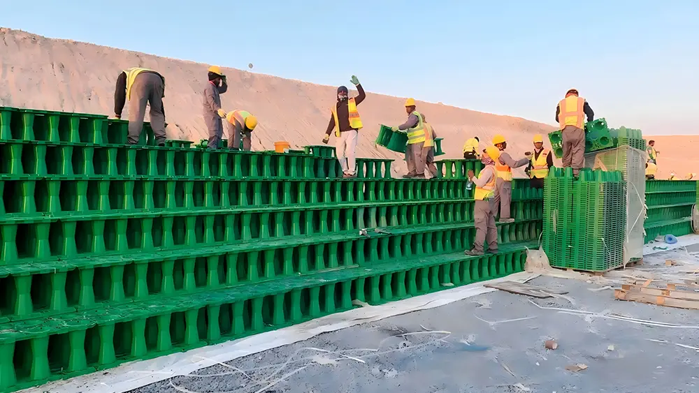 High-capacity underground stormwater detention tanks installed for large-scale volume management